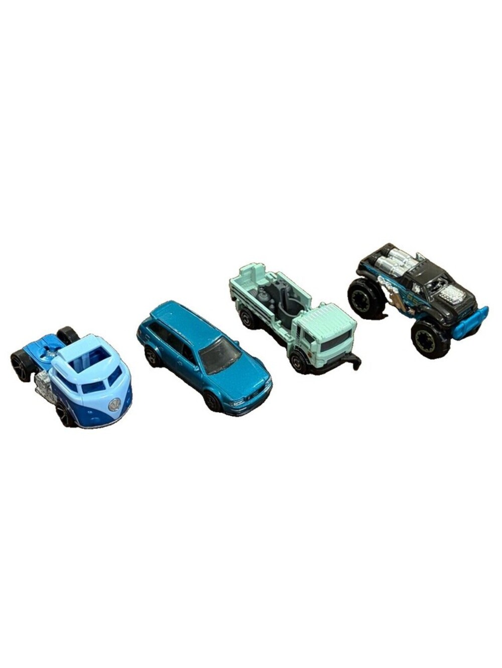 Hot Wheels Matchbox Diecast Car Lot 4 VW Volvo Trucks Blue Teal Loose 1:64